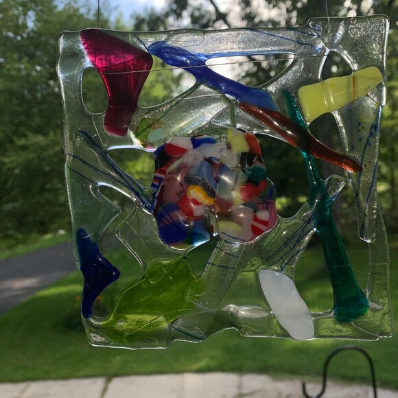 #5259 FUSED  SUNCATCHER  HANDCRAFTED FUSED SUNCATCHER ABSTRACT - Picture 4 of 7